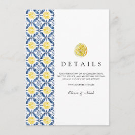 Cartão De Informações Detalhes dos Azulejos de limão mediterrânicos