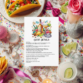 Cartão De Informações Detalhes dos Convidados da Festa Mexicana Taco & T