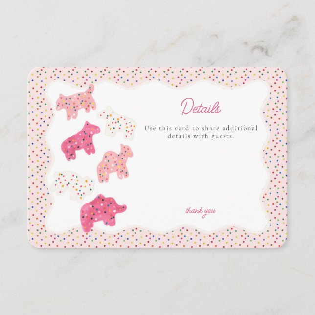 Cartão De Informações Detalhes dos Cookies Animais de Fosco Rosa Inserir (Frente)