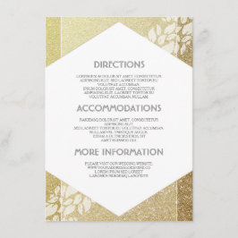 Cartão De Informações Detalhes Dourados do Casamento com Glitter - Infor