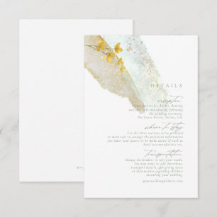 Cartão De Informações Detalhes Dourados do Casamento de Flores Selvagens