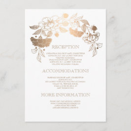 Cartão De Informações Detalhes Dourados do Casamento Floral - Informaçõe