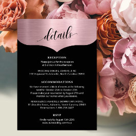 Cartão De Informações Detalhes Dourados do Rosa Metálico do Script Chic