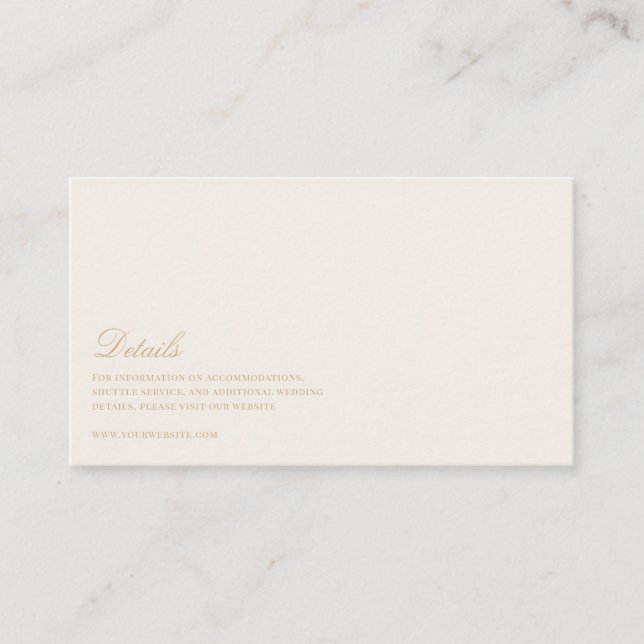Cartão De Informações Detalhes Dourados e de Casamento de Marfim do Scri (Frente)