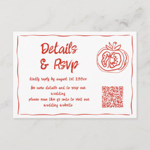 Cartão De Informações Detalhes e Rsvp de Casamento Desenhados à Mão em A