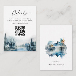 Cartão De Informações Detalhes Elegantes de Floresta de Montanha em Aqua
