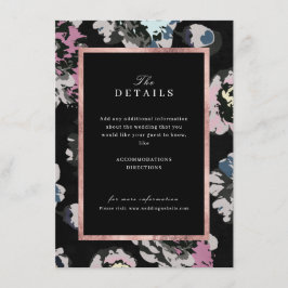 Cartão De Informações Detalhes florais abstratos de casamento clássico m