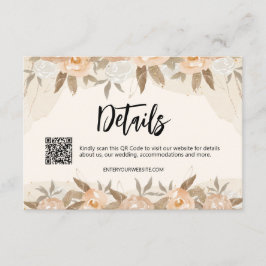 Cartão De Informações Detalhes Florais de Aquarela em Pêssego Rústico