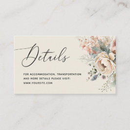 Cartão De Informações Detalhes florais do Watercolor boho. Casamento ele