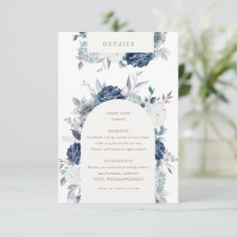 Cartão De Informações detalhes florais em azul aquarela roubar