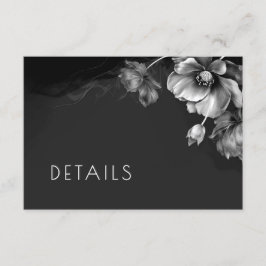 Cartão De Informações Detalhes Florais Preto Prata