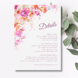Cartão De Informações Detalhes Florais Rosa Flor de Cerejeira Romance Pa