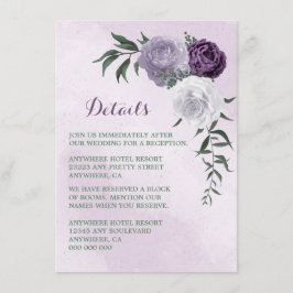 Cartão De Informações detalhes florais roxos e brancos