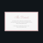 Cartão De Informações Detalhes Formais De Casamento, Cor-De-Rosa Rosa, S<br><div class="desc">Simples cartão de cerimônia de casamento com uma borda fina e o cabeçalho em um roteiro elegante em cor-de-rosa empoeirado. O layout clássico e tradicional faz com que este cartão de gabinete seja excelente para um convite formal de casamento. O tamanho pequeno é excelente se você tiver um site de...</div>