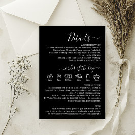 Cartão De Informações Detalhes Formais de Casamento Preto