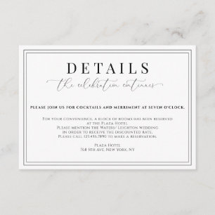 Cartão De Informações Detalhes Formais do Casamento