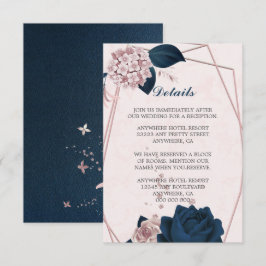 Cartão De Informações Detalhes geométricos do marinho elegante e flores 