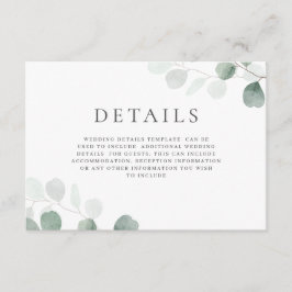 Cartão De Informações Detalhes Horizontais do Casamento Verde Moderno