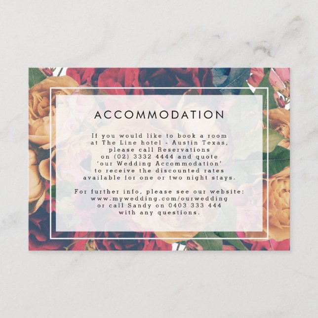 Cartão De Informações Detalhes INFO Casamento Floral Boho Moderno (Frente)