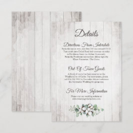 Cartão De Informações Detalhes / Instruções de Casamento de Algodão Rúst