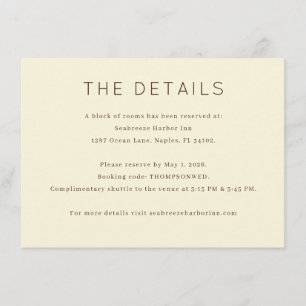 Cartão De Informações Detalhes Minimalistas Bege Elegantes