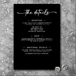 Cartão De Informações Detalhes Mínimos de Casamento do Script Branco Pre