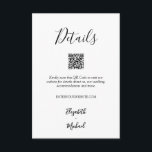 Cartão De Informações Detalhes mínimos de casamento preto e branco Códig<br><div class="desc">Estes cartões de cerimônia de núpcias contêm um Código QR para o seu site de casamento e os seus detalhes em letra chic. CORRESPONDENTE a itens na nossa coleção.</div>