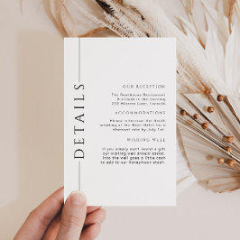Cartão De Informações Detalhes mínimos de casamento preto e branco Inser