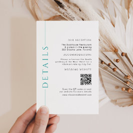 Cartão De Informações Detalhes mínimos do casamento do chá branco Inseri