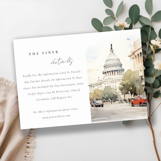 Cartão De Informações Detalhes Mínimos do Casamento por Aquarela Washing (Criador carregado)