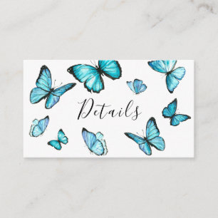 Cartão De Informações Detalhes modernos da recepção do butterfli azul 