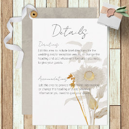 Cartão De Informações Detalhes Modernos do Neutral Tan Wildflower