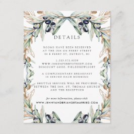 Cartão De Informações Detalhes para Convidados de Casamento Boho em Oliv