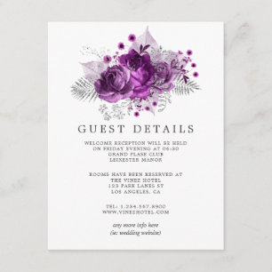 Cartão De Informações Detalhes para Convidados de Casamento com Aquarela