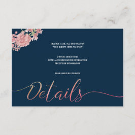 Cartão De Informações Detalhes para convidados de casamento com escrita 