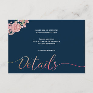 Cartão De Informações Detalhes para convidados de casamento com escrita