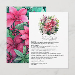 Cartão De Informações Detalhes para Convidados de Casamento em Fuchsia e
