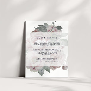 Cartão De Informações Detalhes para Convidados de Casamento Floral do Ja