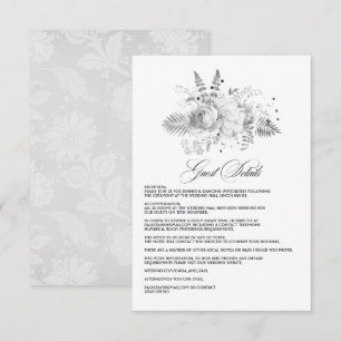 Cartão De Informações Detalhes para Convidados de Casamento Floral Vinta