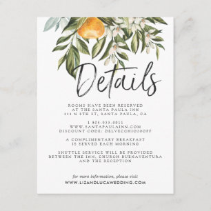 Cartão De Informações Detalhes para Convidados do Casamento Boho no Poma