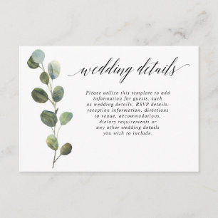Cartão De Informações Detalhes preto e branco simples do casamento do