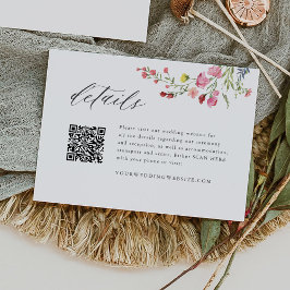 Cartão De Informações Detalhes QR de Casamento Floral de Jardim Capricho