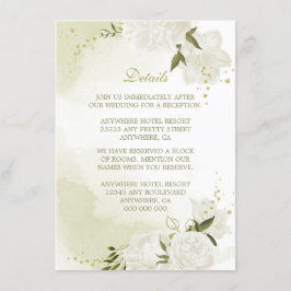 Cartão De Informações detalhes românticos das flores brancas verdes