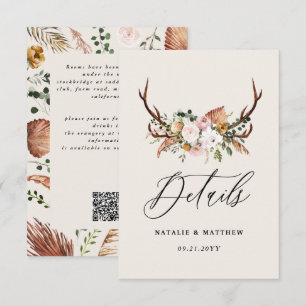 Cartão De Informações Detalhes Rústicos de Floral de Galhada de Casament