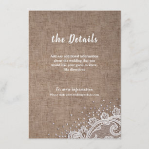 Cartão De Informações Detalhes rústicos do casamento do brilho da prata