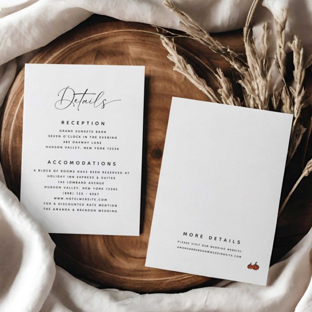 Cartão De Informações Detalhes Simples Casamento do Site de Pumpkins (Criador carregado)