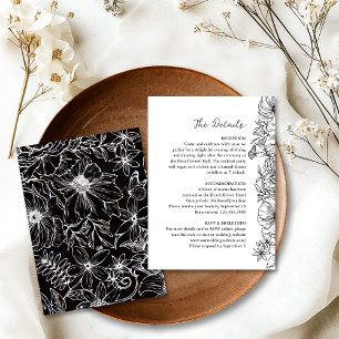 Cartão De Informações Detalhes Simples de Casamento de Jardim Floral Pre
