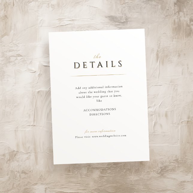 Cartão De Informações Detalhes Simples de Casamento Elegantes Modernos e (Simple Elegant Modern Classy Luxe Wedding Details Enclosure Card)