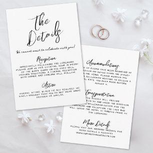 Cartão De Informações Detalhes Simples de Casamento Escritos à Mão e Cap