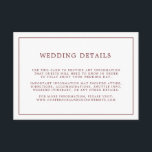 Cartão De Informações Detalhes Simples de Casamento Minimalista em Branc<br><div class="desc">Cartão de detalhes de casamento minimalista com uma borda borgonha em torno dos seus detalhes sobre um fundo branco. Esses cartões de inclusão simples fornecem aos seus convidados informações importantes sobre o seu dia especial e são perfeitos para um casamento de outono.</div>